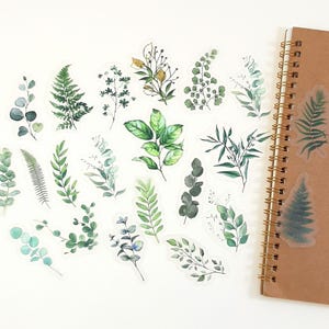 Leaves Stickers, Botanical Stickers, Green Leaf Stickers, Botanical Journal & Scrapbook Supplies, Craft Stickers