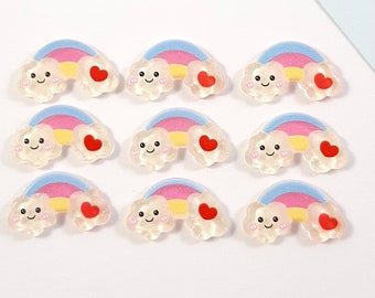 Kawaii Rainbow Cabochons, Kawaii Cabochon, Acrylic, Kawaii Crafts, Set of 5 / 10