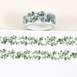 Eukalyptusblatt Washi Tape, Washi Tape mit Pflanzenblättern, Hochzeit Scrapbook, Journal und Planer Dekoration, Papierhandwerk, 10 m