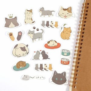 Cute Cat Stickers, Kawaii Cat Stickers for Journals & Scrapbooking, Planner Decoration, 45 pcs imagem 1
