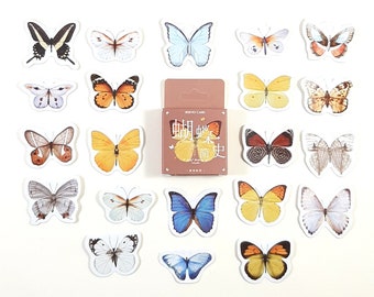 Vintage Style Butterfly Stickers Pack, Junk Journal Ephemera, Paper Crafts, Scrapbooking and Journal Supplies, 46 pcs