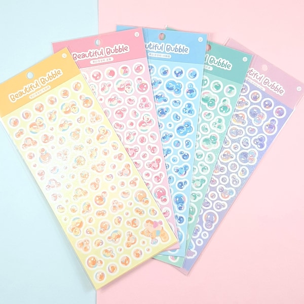 Polco Deco Bubble Sticker Sheet, Kpop Toploader, Photocard Decoration, Journal Stickers