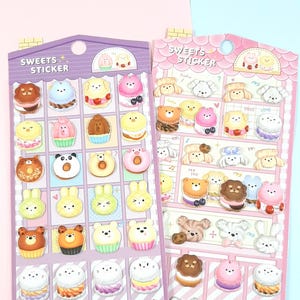 Kawaii Tier Aufkleber, süsse 3D Puffy Tier Aufkleber, Kawaii Journal und Planer Aufkleber, Scrapbooking, niedliches Schreibwaren Geschenk für Kinder