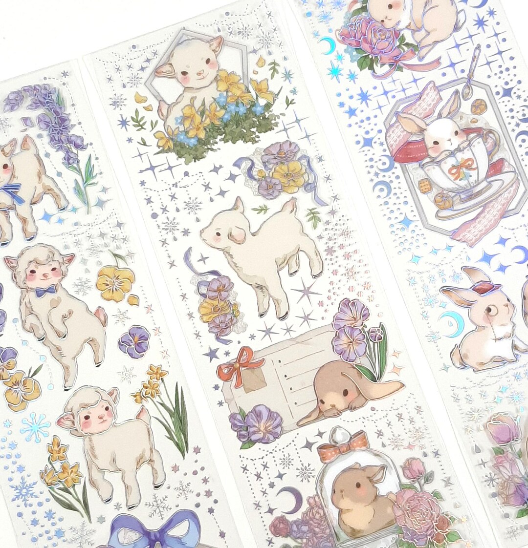 Spring Rabbit Sticker Spring Lamb & Bunny Stickers, Spring Journal and Planner Deco ...
