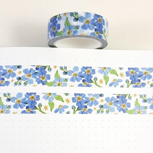 Ruban adhésif floral bleu, ruban adhésif floral bleu, fournitures pour journal floral et agenda, décoration de scrapbooking, 10 m