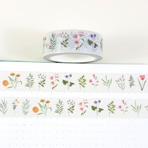 Ruban adhésif ruban adhésif floral vintage fleurs sauvages, 10 m de ruban adhésif décoratif floral, scrapbooking nature, tenue d'un journal, travaux manuels en papier