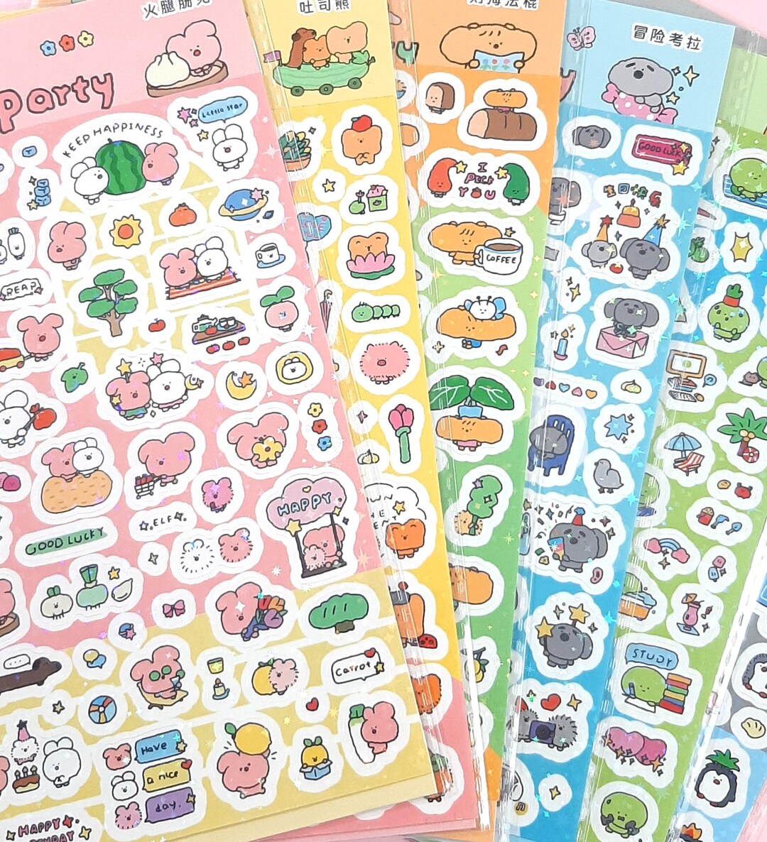 Kawaii Animal Stickers, Korean Mini Animal Sticker Sheet for Journals ...