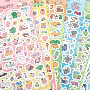 Kawaii Tier Aufkleber, Süßes Mini Tier Sticker Blatt, koreanische Aufkleber, süsses Journal & Planer Aufkleber, Scrapbooking, Kawaii Journal
