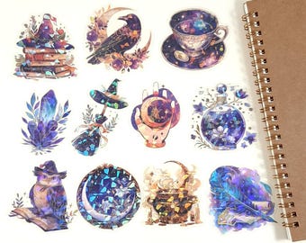 Iridescent Witchy Stickers, Witch Journal and Planner Stickers, Laptop and Phone Decoration
