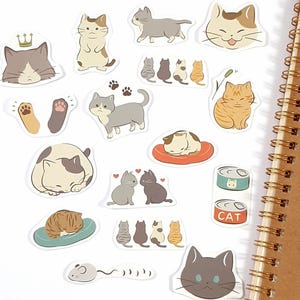 Cute Cat Stickers, Kawaii Cat Stickers for Journals & Scrapbooking, Planner Decoration, 45 pcs imagem 4