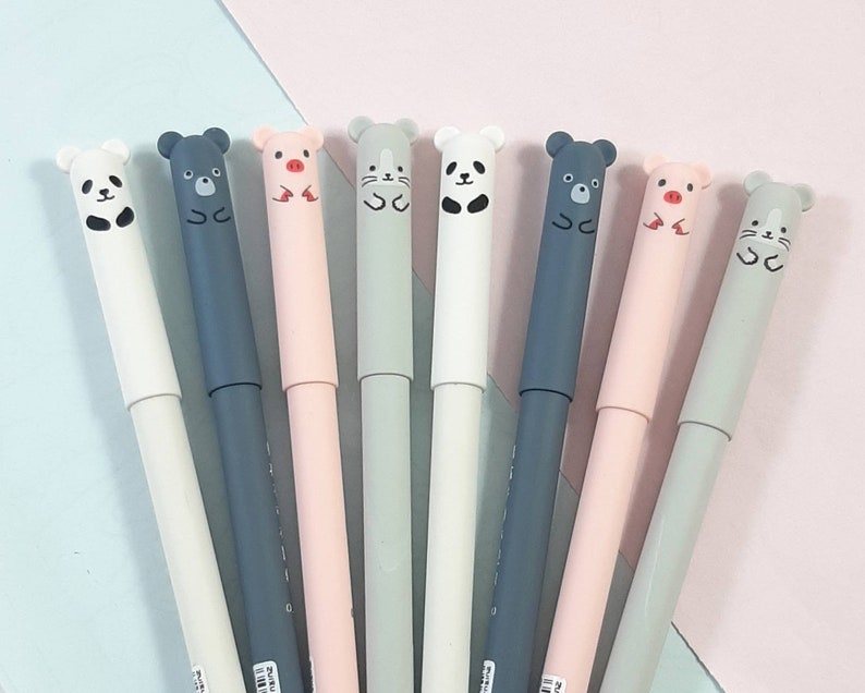 Cute Animal Erasable Gel Pen Kawaii Pen Etsy UK