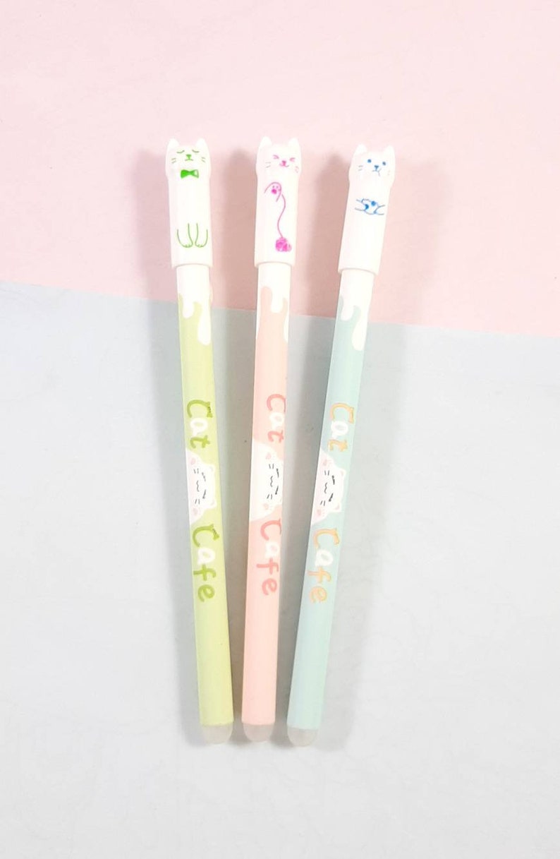 Cute Cat Erasable Gel Pen Kawaii Pen Etsy UK