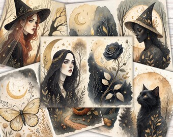Woodland Witch Journal Kit, Witchy Ephemera for Junk Journals and Scrapbooking