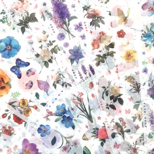 Floral Aufkleber Blätter, Blumen Aufkleber Bundle, Floral Junk Journal und Planer Deco, Scrapbook Aufkleber, Handwerk Aufkleber