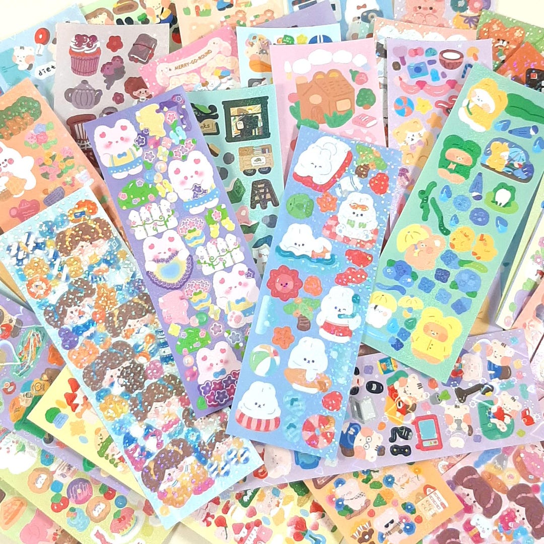Kawaii Animal Sticker Sheets, Cute Animal Stickers for Kids, Journaling ...