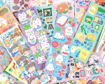 Kawaii Tier Aufkleber Blätter, süße Tier Aufkleber für Kinder, Journaling und Sammelalben Geschenk