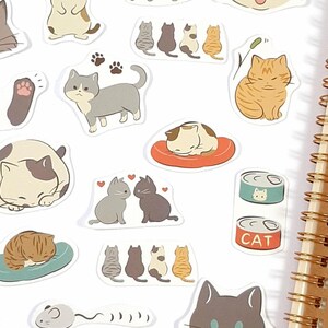 Cute Cat Stickers, Kawaii Cat Stickers for Journals & Scrapbooking, Planner Decoration, 45 pcs imagem 3