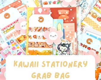 Kawaii Stationery Grab Bag, Cute Stickers, Memo Sheets & Washi Tape for Journals and Scrapbooks, Kids Craft Gift