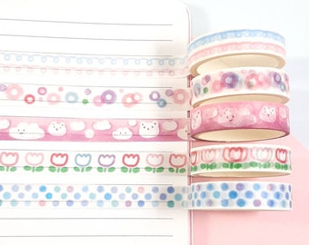 Pastel Washi Tape Set, Cute Washi Tapes, Journal and Planner Supplies