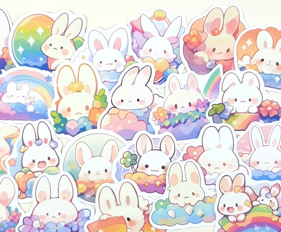 Cute Bunny Stickers, Kawaii Rabbit Stickers For Journals, Planners & Scrapbooks, Cute Sticker Gift