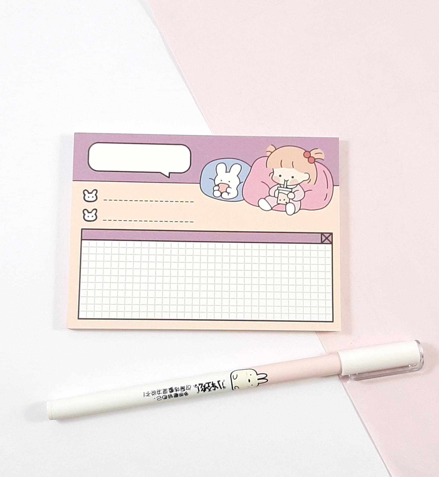 Kawaii Girl Memo Pad Cute Notepad Kawaii Memo Pad 50 Sheets - Etsy UK