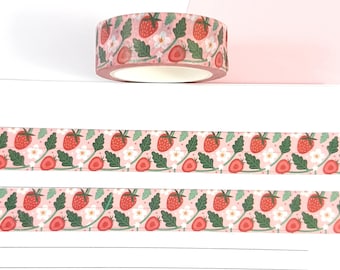 Strawberry Washi Tape, Fruit Washi Tape, Journal and Scrapbook Supplies,  Decorative Tape, 10m