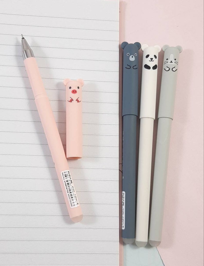 Cute Animal Erasable Gel Pen Kawaii Pen Etsy UK