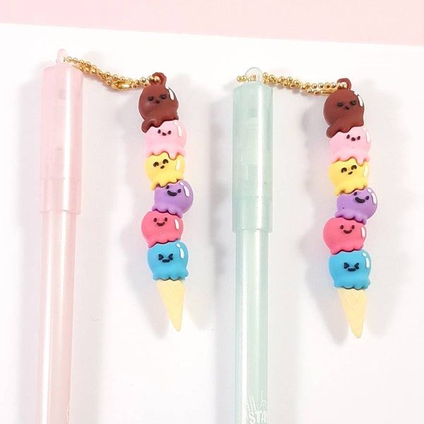 Stylo crème glacée kawaii, stylo gel effaçable, stylo fantaisie, cadeau de papeterie kawaii