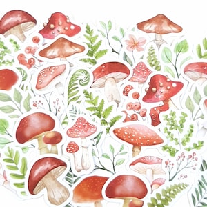 Stickers champignons, Stickers champignon vénéneux rouges, Journal d'automne, Stickers de l'agenda d'automne, Décoration de scrapbooking nature, 46 pcs
