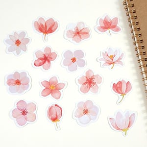 Rosa Blumen-Aufkleber, Rosa Blumen-Journal & Planner-Aufkleber, Rosa Blüten-Aufkleber-Set, Blumenaufkleber für Scrapbooking, 45 Stück