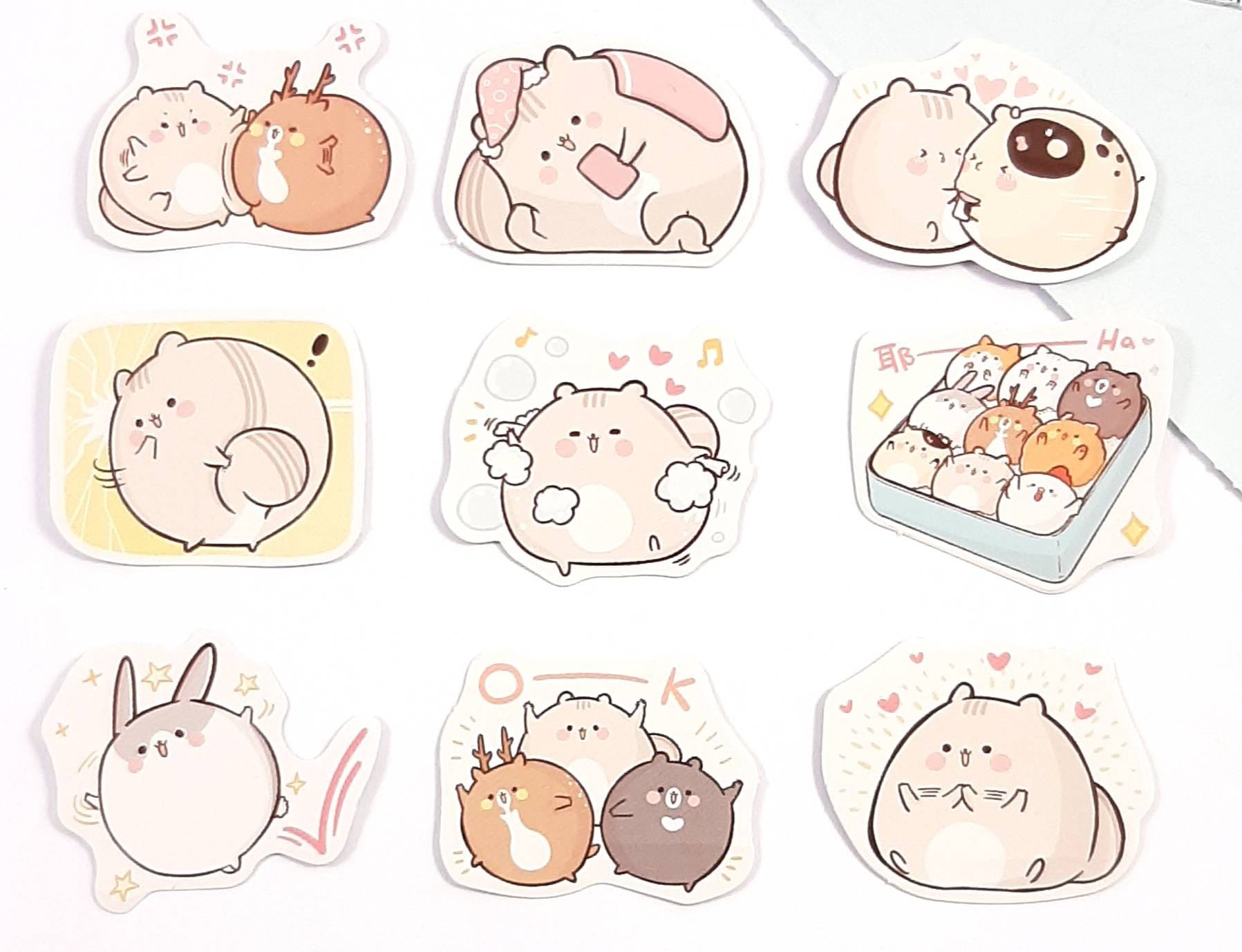 Little Kawaii Animal Sticker Set, Mouse Stickers, Kawaii Journal Stickers 