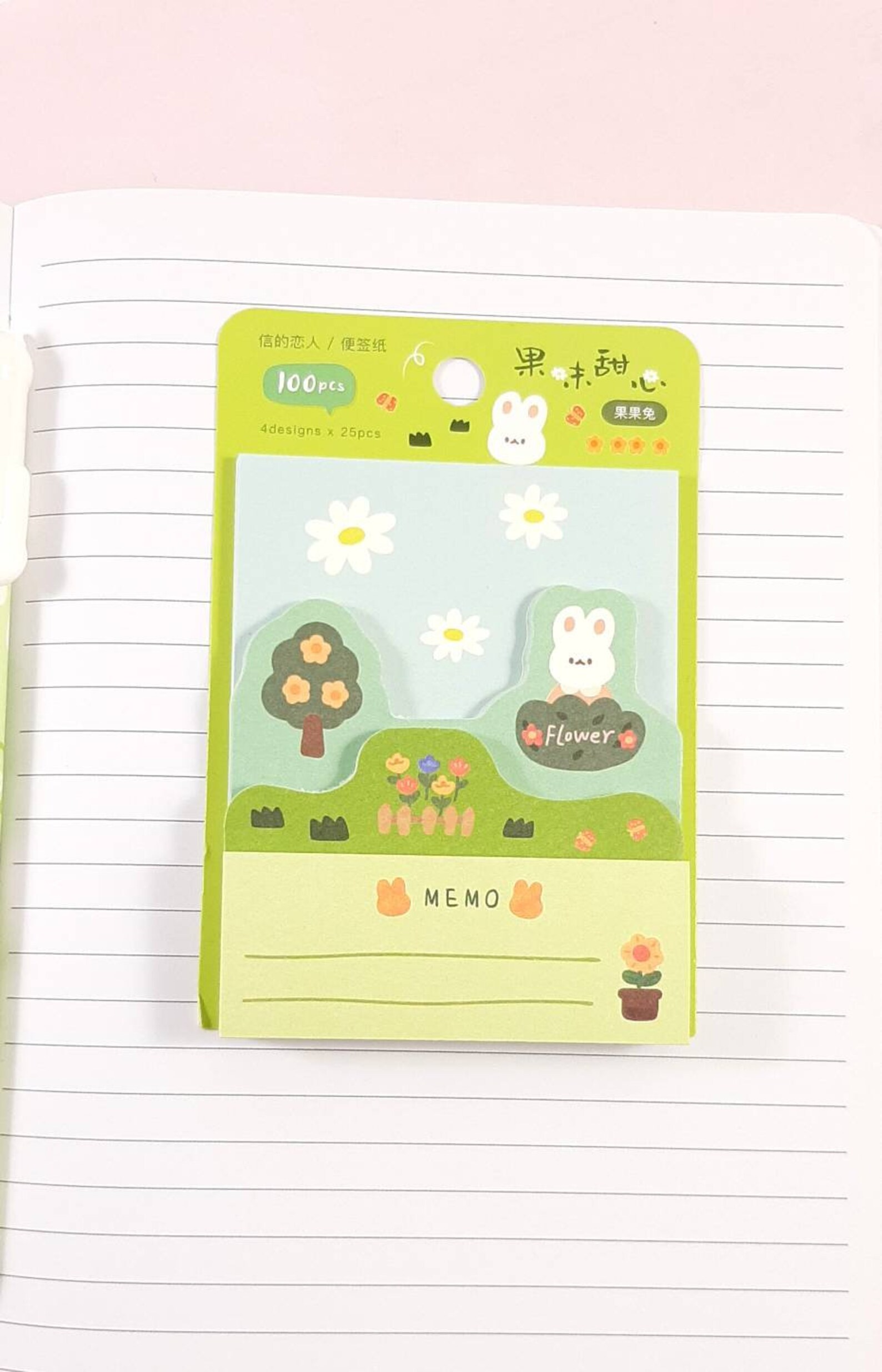 Cute Rabbit Note Pad Cute Memo Pad 4 Designs 96 Sheets | Etsy