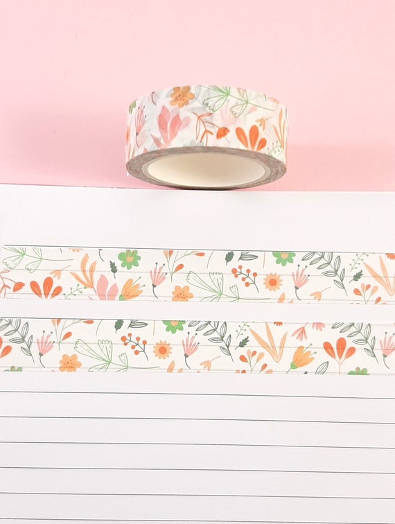 Floral Washi Tape, Eco Friendly Tape, Flowers, Stationery, Bullet Journal,  Planner, Masking Tape, Decorative Tape, Scrapbooking, Spring 
