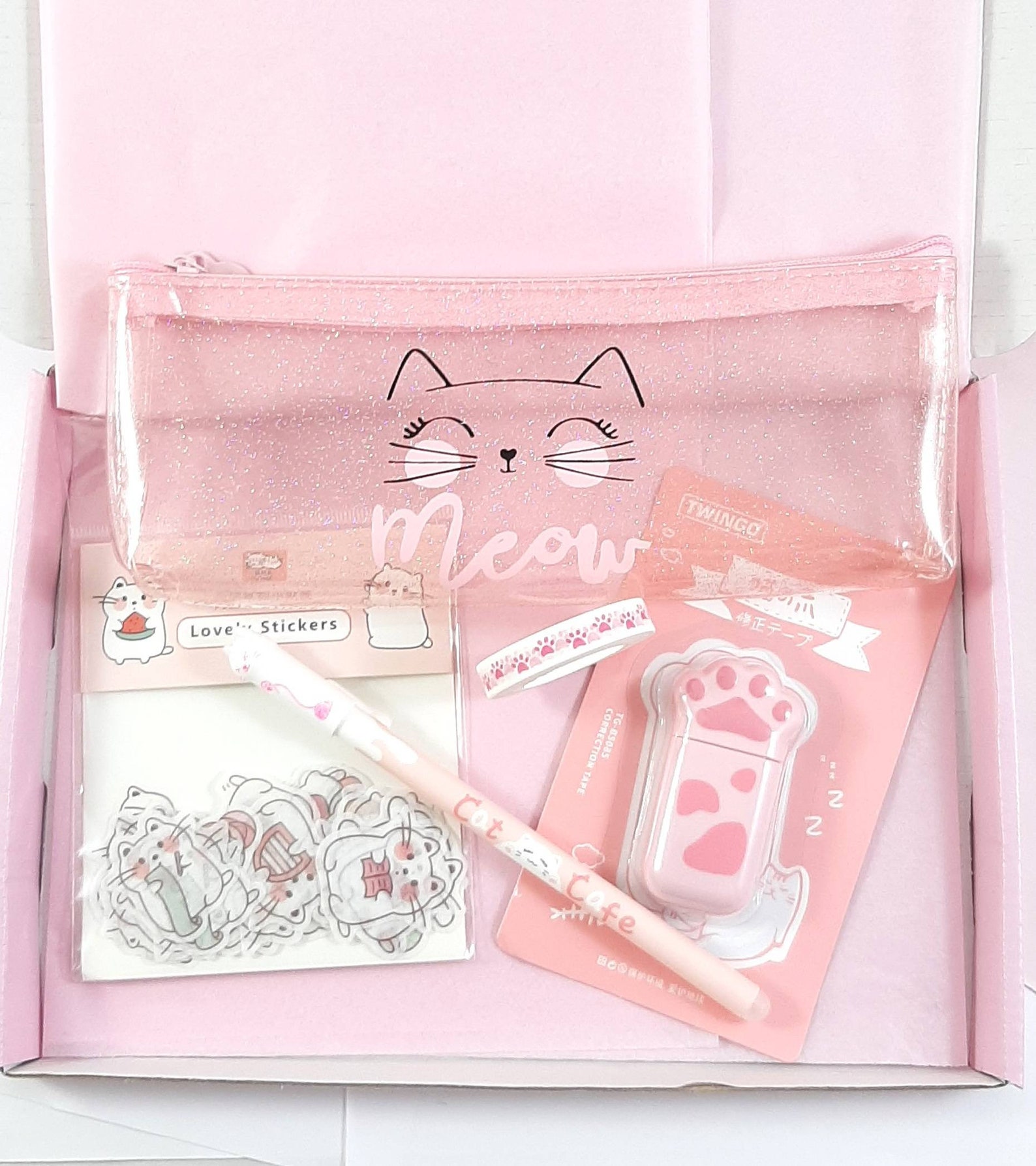 Cute Cat Stationery Gift Box Cute Stationery Set Gift For Etsy