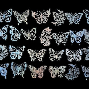 Silber Holographische Schmetterling Aufkleber für Journals, Scrapbooks und Kunsthandwerk, 20 Stück