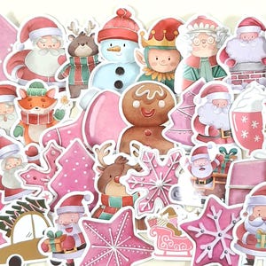 Rosa Weihnachtsaufkleber, süsse Weihnachtsaufkleber, Journal und Planer Dekoration, Weihnachten Scrapbooking, Geschenkverpackungen Aufkleber