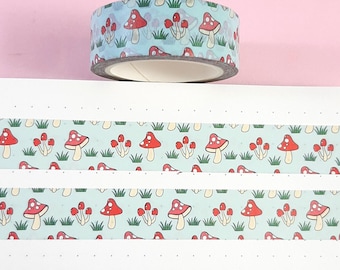 Mushroom Washi Tape, Toadstool Decorative Tape for Journaling and Scrapbooking, Planner Supplies, 10m