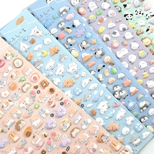 Kawaii Tier Aufkleber, süße Mini Tier 3D Puffy Aufkleber, koreanische Polco Deco Aufkleber, Journal und Planner Deco, Scrapbooking, 1 Bogen