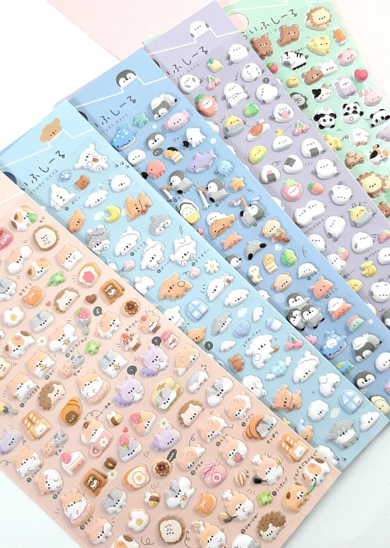 Kawaii Animal Stickers, Cute Mini Animal 3D Puffy Stickers, Korean Polco Deco Stickers, Journal and Planner Deco, Scrapbooking, 1 Sheet
