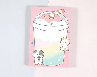 Strawberry Milkshake Sticky Notes, Cute Memo Pad, Kawaii Stationery