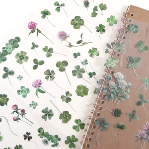Stickers trèfle, feuille d'autocollants feuilles vertes, journal verdure et agenda déco, autocollants de scrapbooking, autocollants créatifs