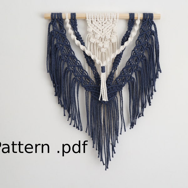 2 Colors Macrame Wall Hanging Pattern, Macrame Pattern PDF