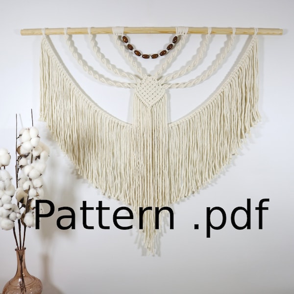 Large Macrame Wall Hanging Pattern DIY, Beginner Written Pattern with Photos