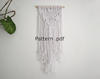 Patrón para colgar en la pared de macramé de bricolaje, instrucción de macramé para principiantes