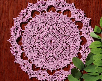 Crochet Doily Pattern, Crochet Pattern DIY, Written Instruction, Digital Download, Crochet Decor Pattern, Heart Doily, Valentine's Day Doily