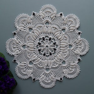 Crochet Doily With Beads Pattern, Written Instruction, Digital Download, Textured Doily