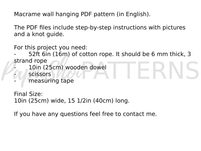 Small Macrame Wall Hanging Pattern With Photos, PDF DIY Beginner Digital Pattern image 2