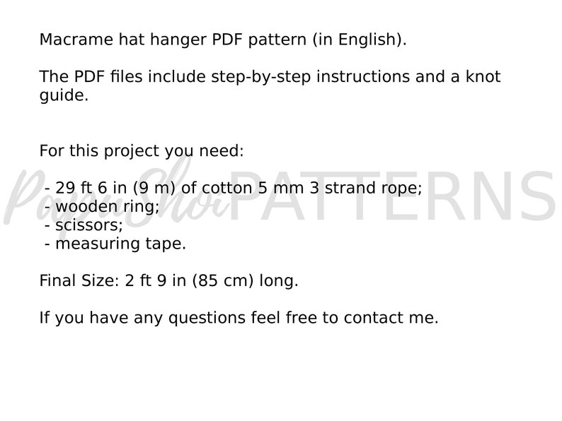 Macrame Hat Hanger Pattern, DIY Hat Holder image 2