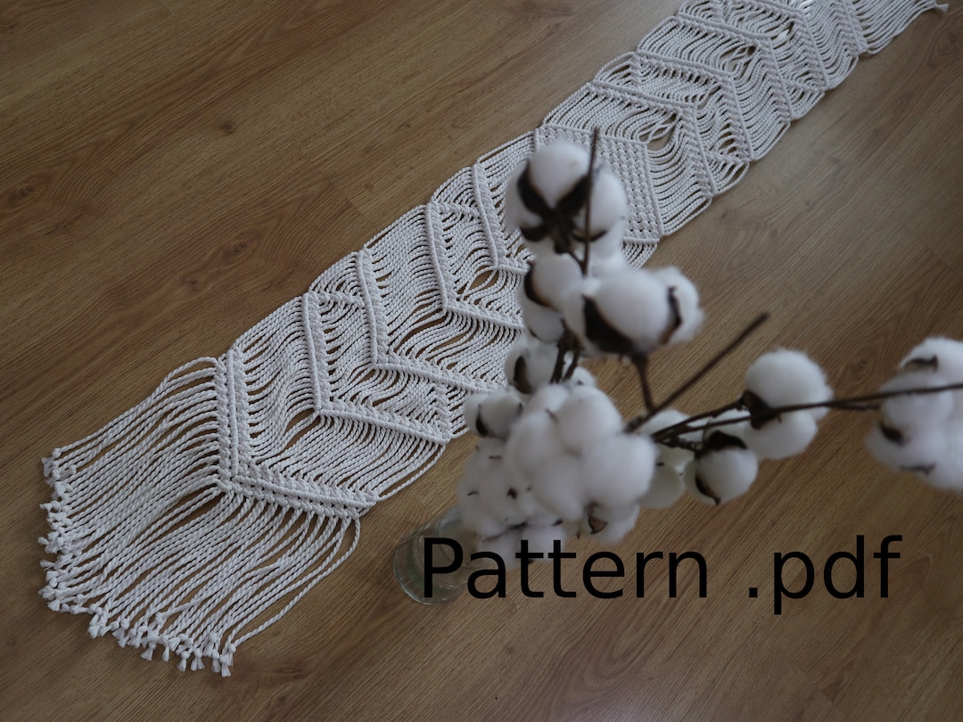 Macrame Table Runner Pattern DIY Easy Pattern for Beginners 3 Mm Rope ...