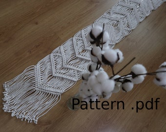 Macrame table runner pattern DIY Easy pattern for beginners 3 mm rope